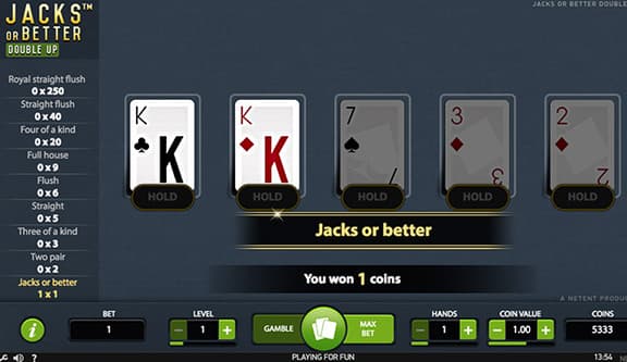 Jacks or Better Double Up